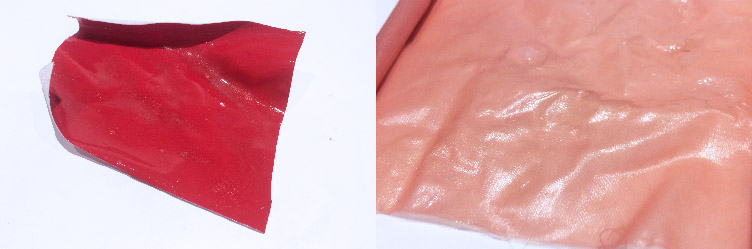 gelatine bioplastic cast on fabrics